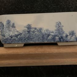 Japanese Antique Sometsuke Bonsai Pot. Made in Seto, Japan. 