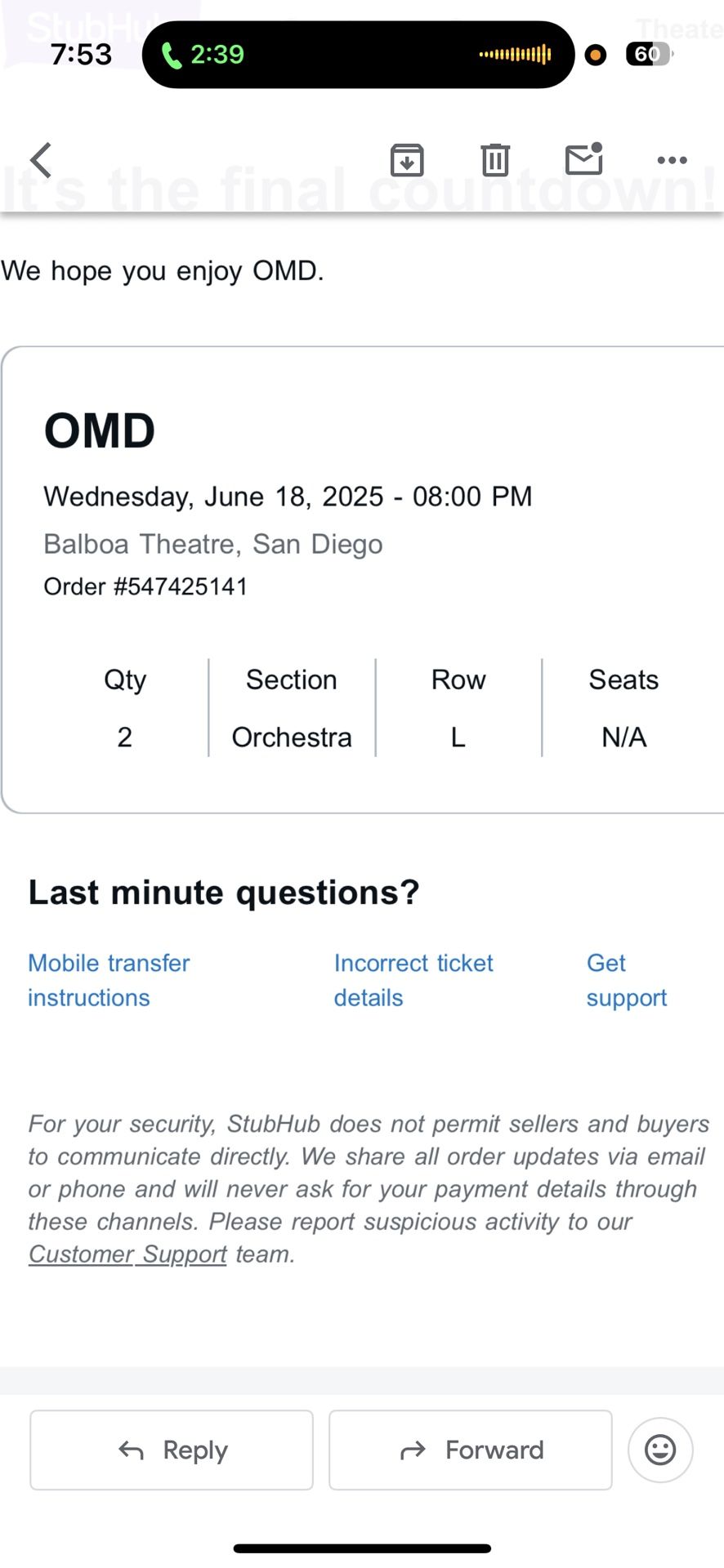 Last Minute OMD Tickets Balboa Theater TONIGHT