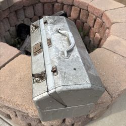 Vintage Grip-Loc Gray Metal Tackle Tool Box Walton Products Union Made in USA