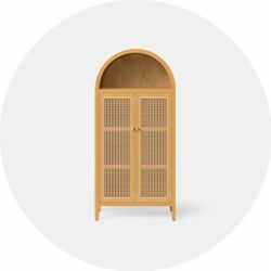 New Arch Caned Storage Display Cabinet With Shelves Storage Modern Mcm Boho Bohemian Home Furniture