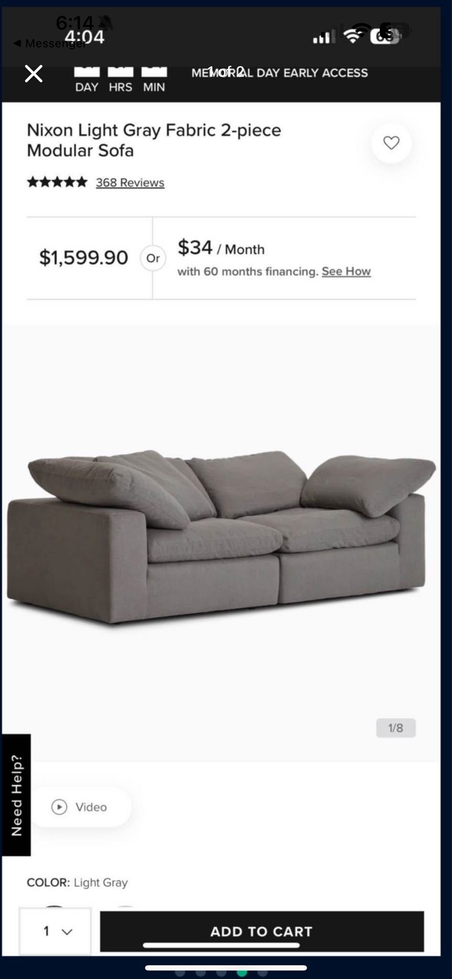 Couch with ottoman