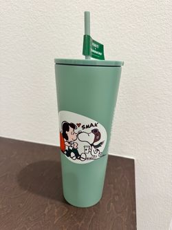 NWT Starbucks Snoopy Green SMAK Lucy Stainless Steel Cold Cup 24oz