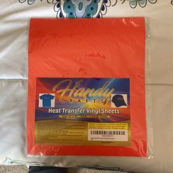 Handy Crafts Heat Transfer Vinyl HTV Iron On 12" x 10" Sheets for T-Shirts - Pack of 5 (Orange)