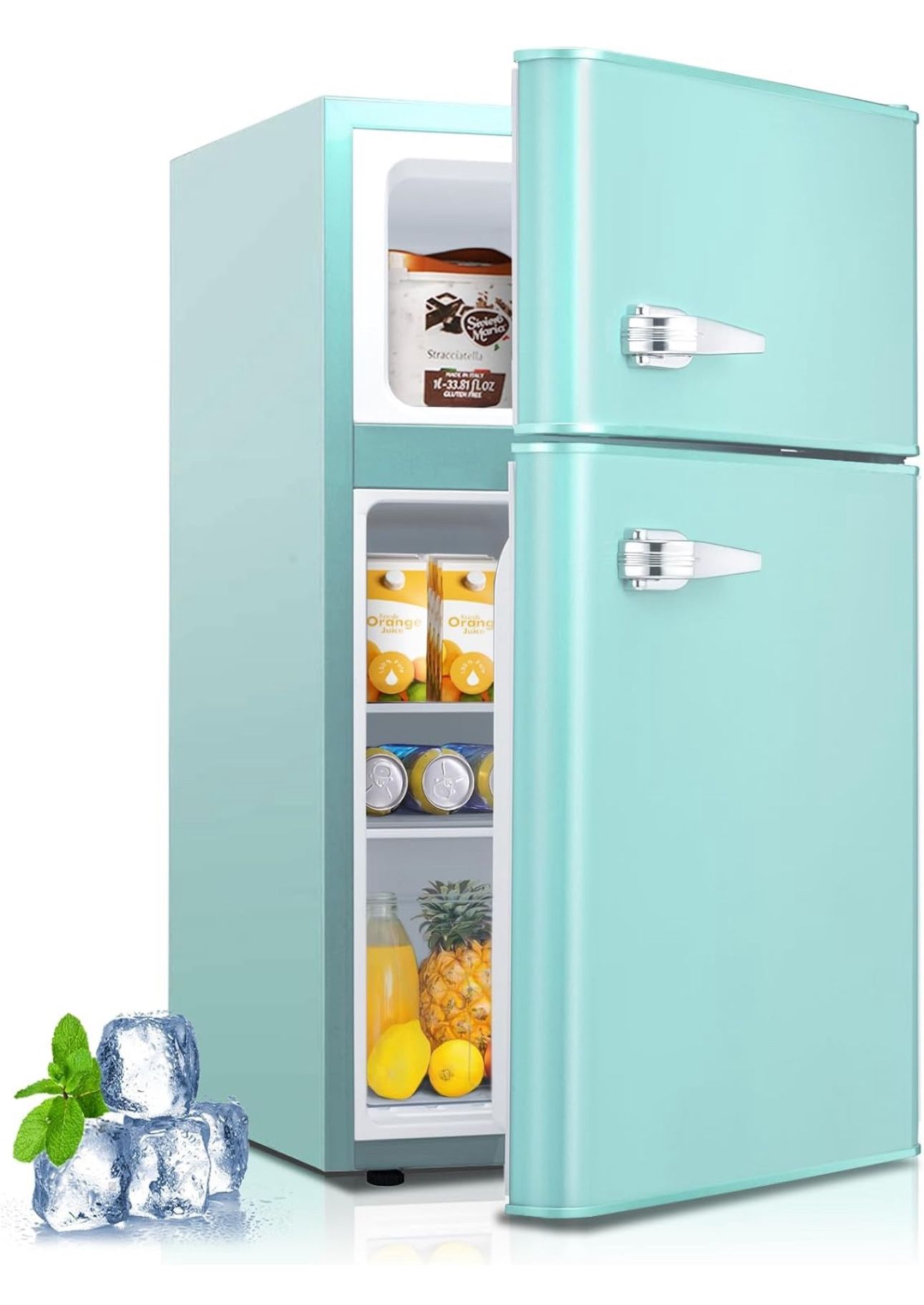 teal mini fridge