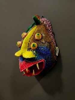 Antonio Joel Garcia Style Mexican folk art alebrije fish mask Papier Mache 11.5"