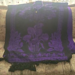 Womans Purple And Black Pancho 