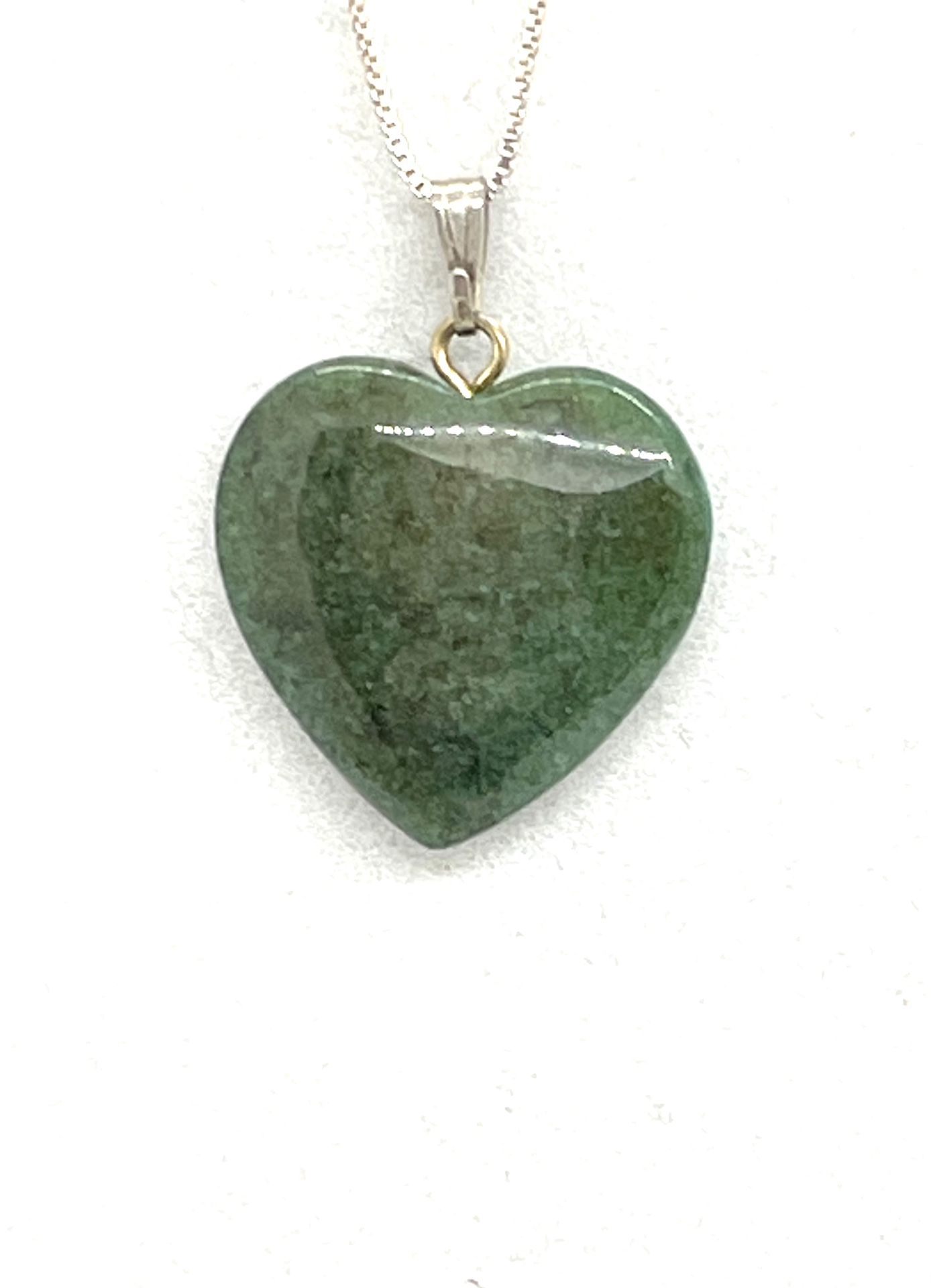 Sterling Silver Jade Heart Necklace