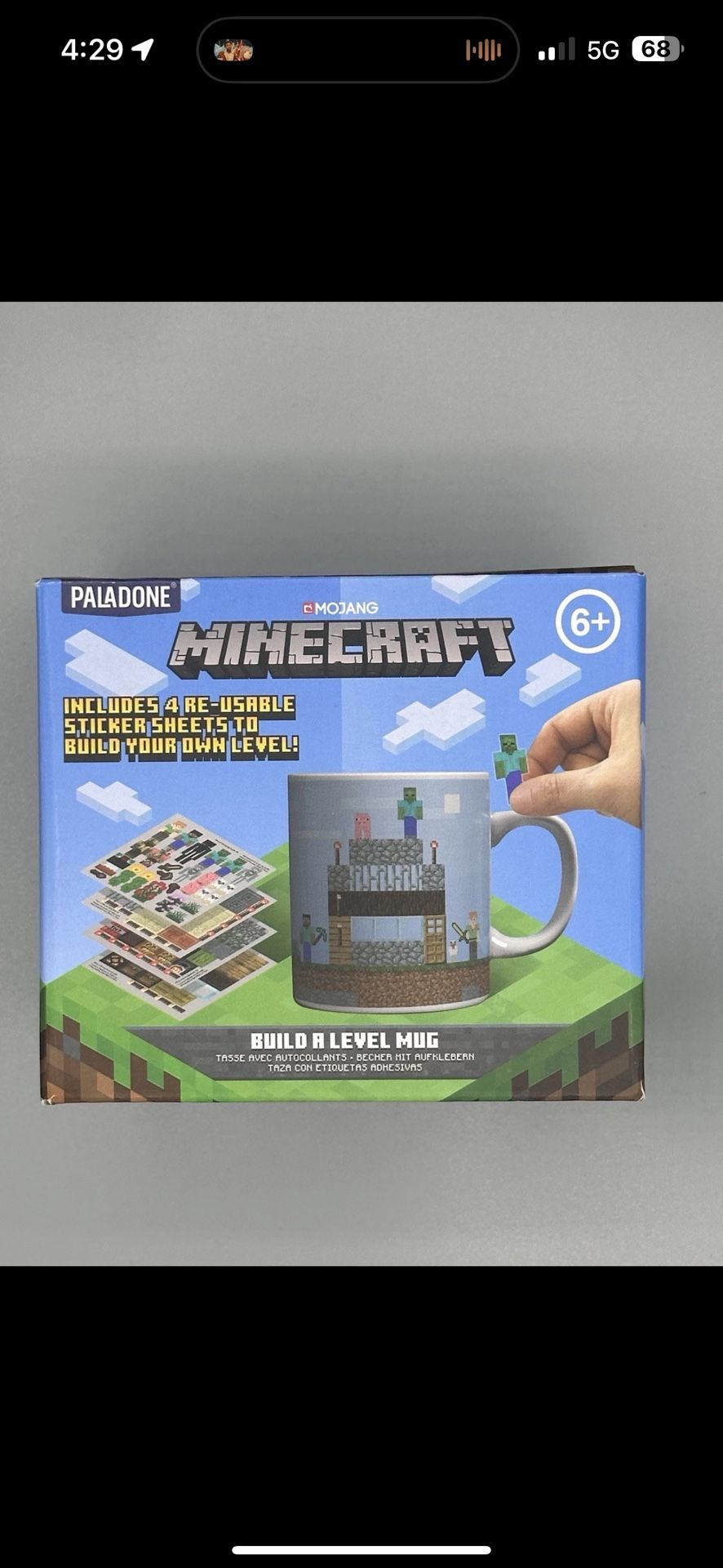 MINECRAFT MUG ( 4 STICKER SHEETS INCLUDED )