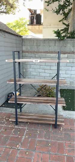 Industrial 4-Tier Bookshelf with Metal Frame