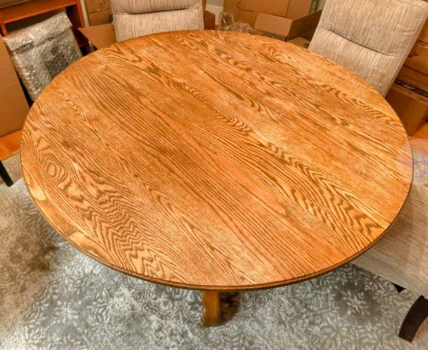Round Antique Oak Dining Table 
