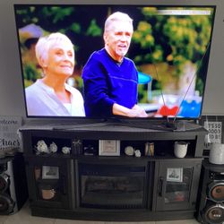 65 Inch Samsung TV & Fireplace With Heater And Light Up!!