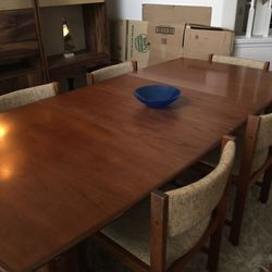 SOLID TEAK MCM DINING TABLE W/6 ( plus 1) Chairs