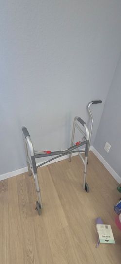 Folding Walker with Wheels and Cane Set