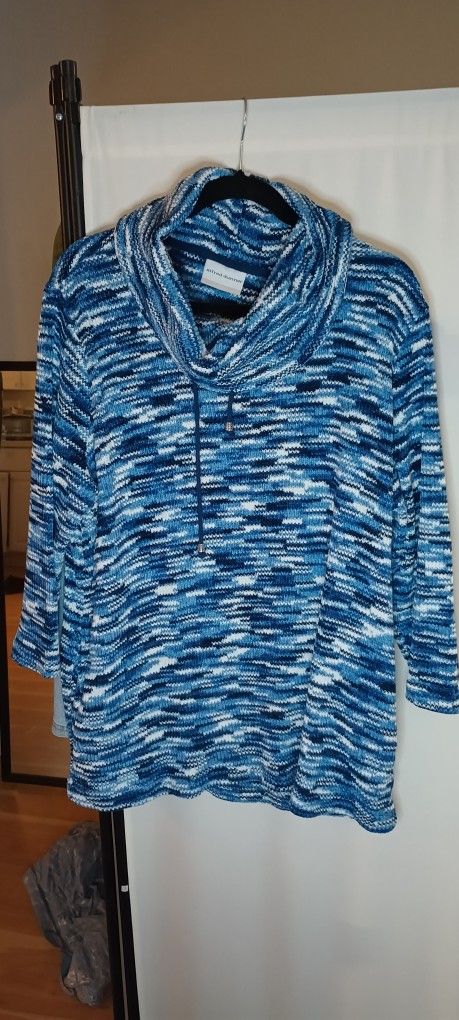 Alfred Dunner Women Soft Chenille Space Dye Cowl Neck Pullover Sweater Size XL