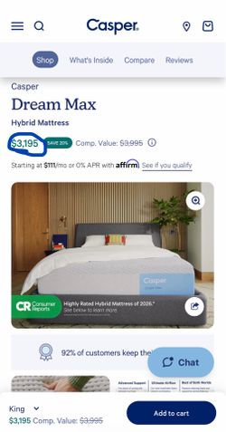 NEW in box CASPER Dream MAX Hybrid King Size Mattress • Factory Sealed• $3,195 Retail