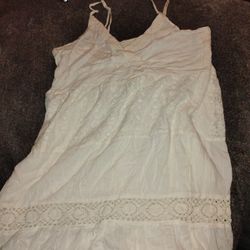 Boho Maxi White Lace Dress L/XL