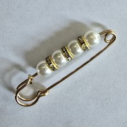 PEARL RHINESTONE BROOCH SWEATER PIN ENDLESS USES ACCESSORY JEWELRY ARTESAN 