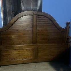 Solid wood headboard king size with footboard