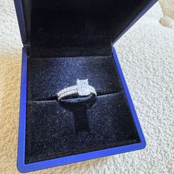 Brand New 1ct Radiant Cut Moissanite Engagement Ring With Wedding Band S925 Sterling Silver 