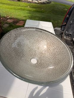 Brand New Lunar Eclipse Glass Vessel Sink 16x16