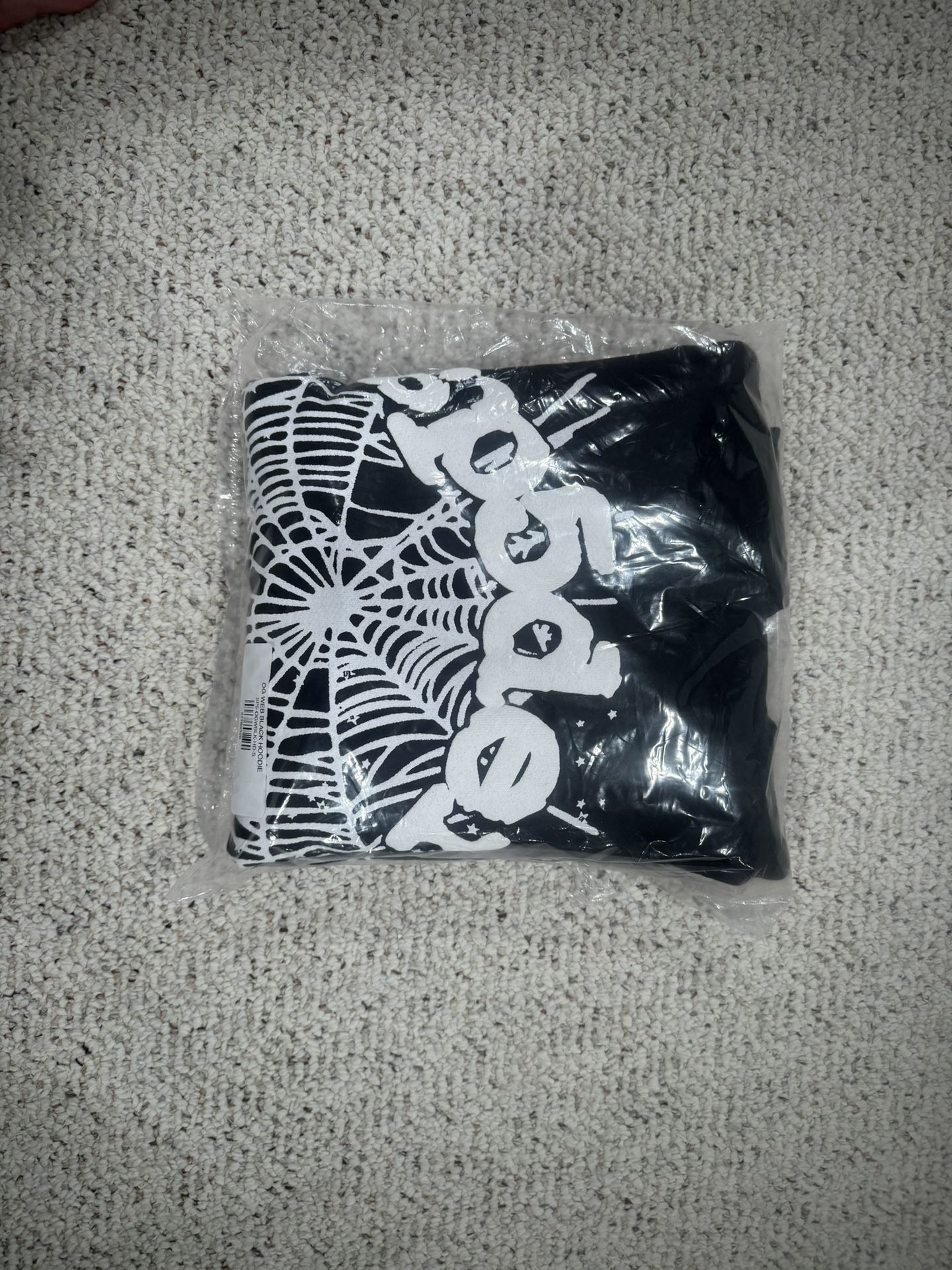 Sp5der OG Web Hoodie Black And White Size Small