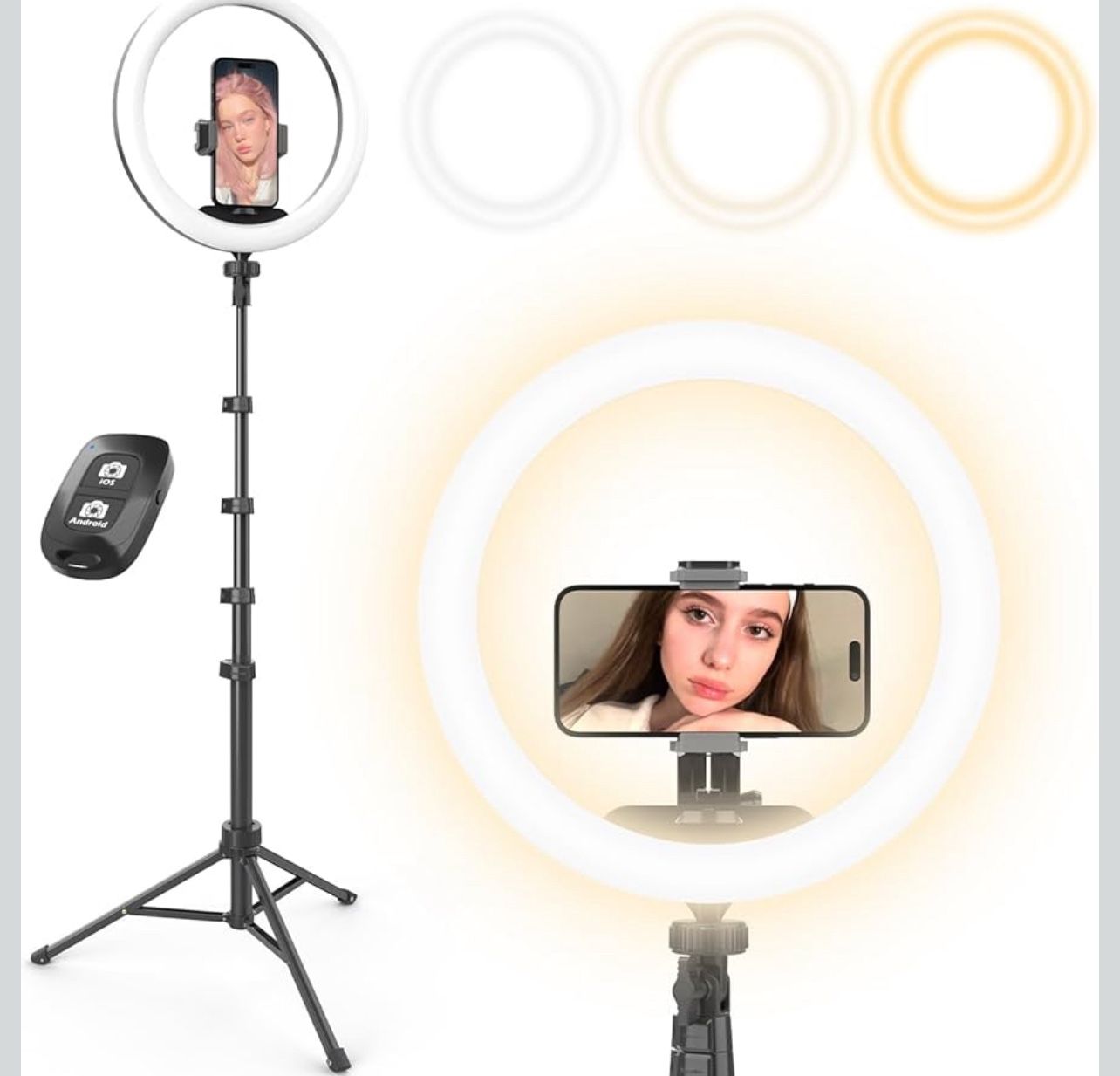 UBeesize 10.2”Selfie Ring Light with 62” Extendable Tripod (12)