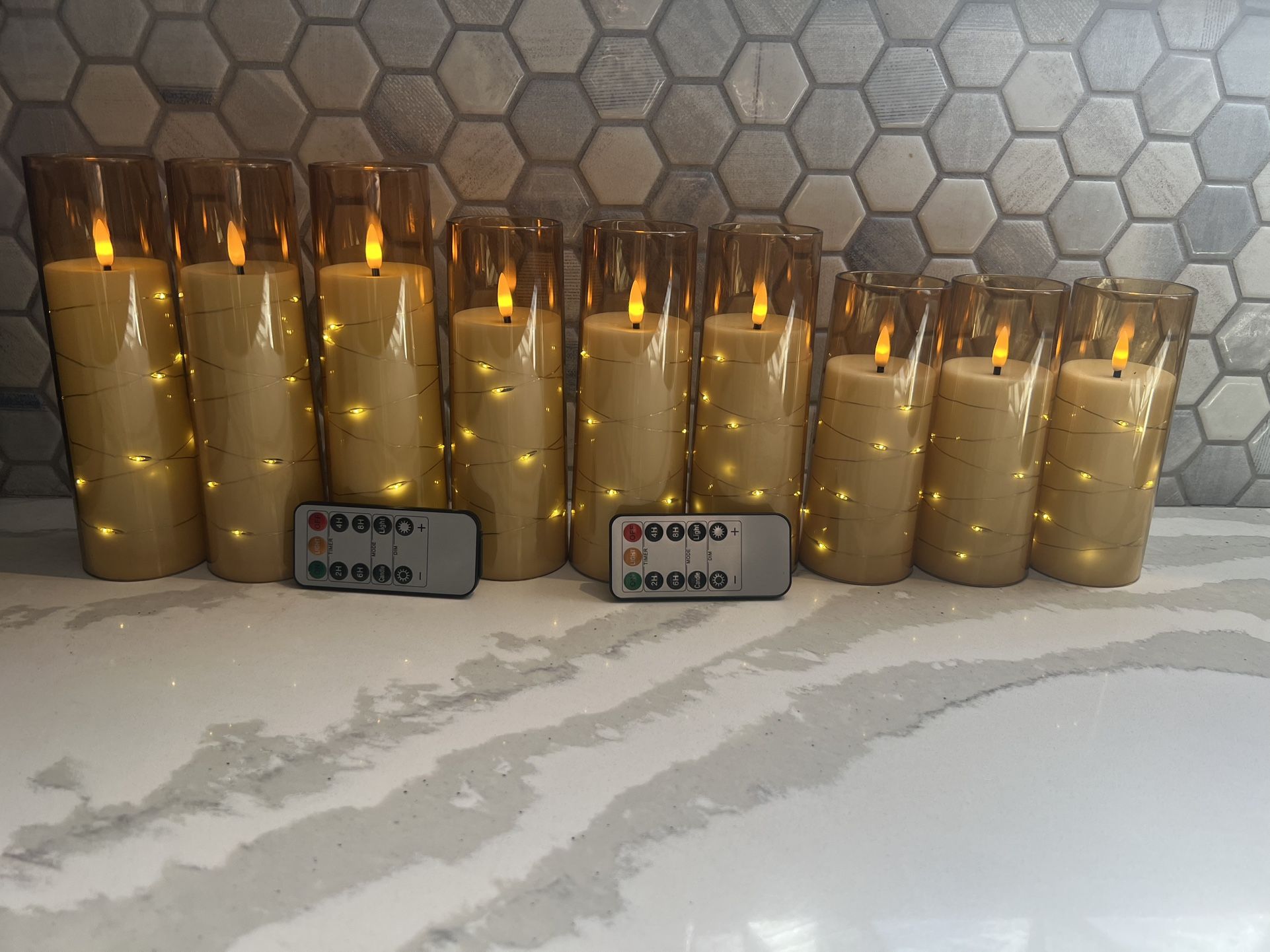 9 Flameless Candles Gold
