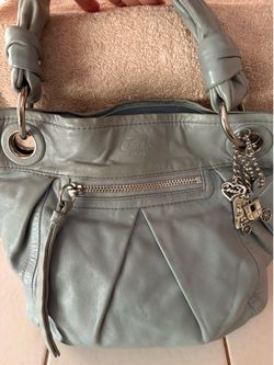 Coach Blue Leather Purse lots of charms