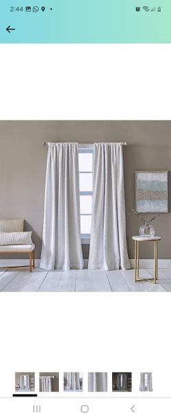 DKNY Cloud Room Darkening Lined Window Curtains for Living Room Microsculpt Block-Light White Rod Pocket Panel Pair, 50 x 108 In