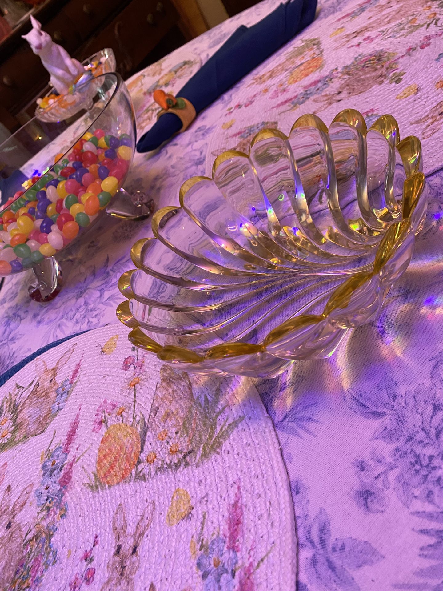 Aprox 8 Inche Dish Crystal scalloped possible Marika glass