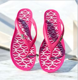 Vineyard Vines women’s metallic whale charm Jelly Flip Flops Thong Sandals USA 7