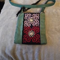 Hand Embroidered  Suade Crossbody Hand Bag