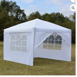 10' x 10' Outdoor Canopy Party Wedding Tent Gazebo Pavilion w/4 Side Walls White