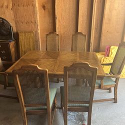 Dining table with six chairs