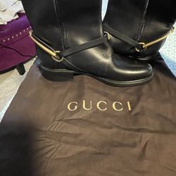 GUCCI  Leather Riding Boots W Gold ◾️Size 11 