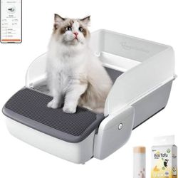 Self-Cleaning Litter Box, Automatic Cat Litter Box, Robot Open Top Litter Box, Scooper Free with Sma