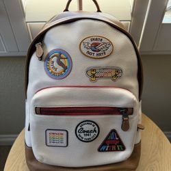 COACH West Men's Leather Backpack, QB/Chalk Multi With Patches - Chalk multi with patches - rainbow - Pride, L. NWT