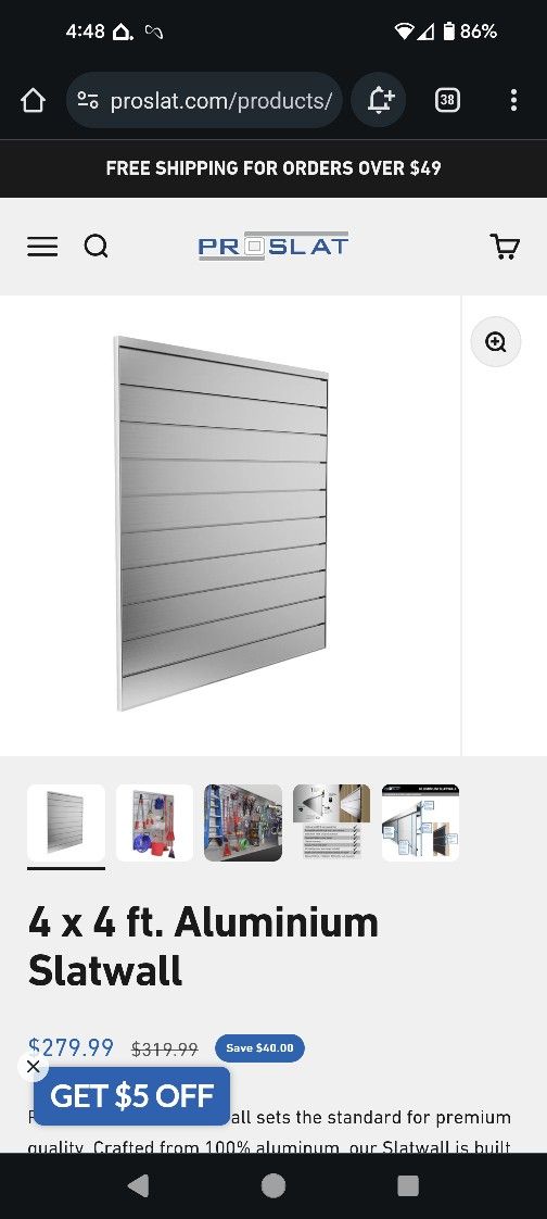 Proslat Aluminum Slatwall 4' X 4'