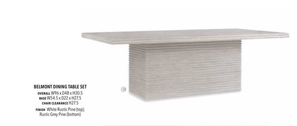 Mr. Brown London . BELMONT DINING TABLE SET  Finishes: Rustic Grey Pine or White Rustic Piner