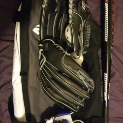 Basketball bag,bat,2 balls,3gloves