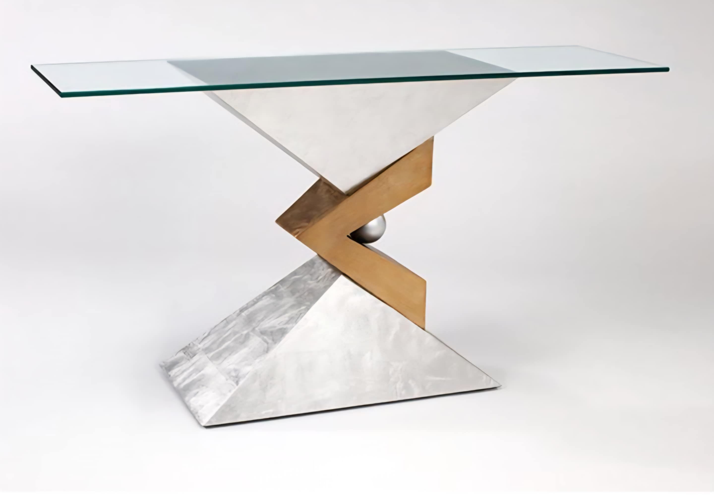 Contemporary Glass Top Console Table by Artmax