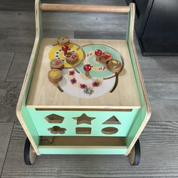 Wooden baby/toddler push walker activity toy