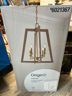 Gardner 4 -Light Faux wood, gold Modern/ contemporary Lantern Medium Hanging Pendant Light