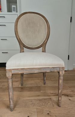 Vintage French Round Fabric Dining Side Chair