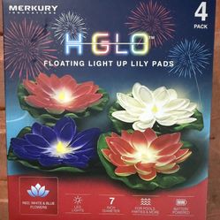 4 Pk Floating Light Up Lily Pads