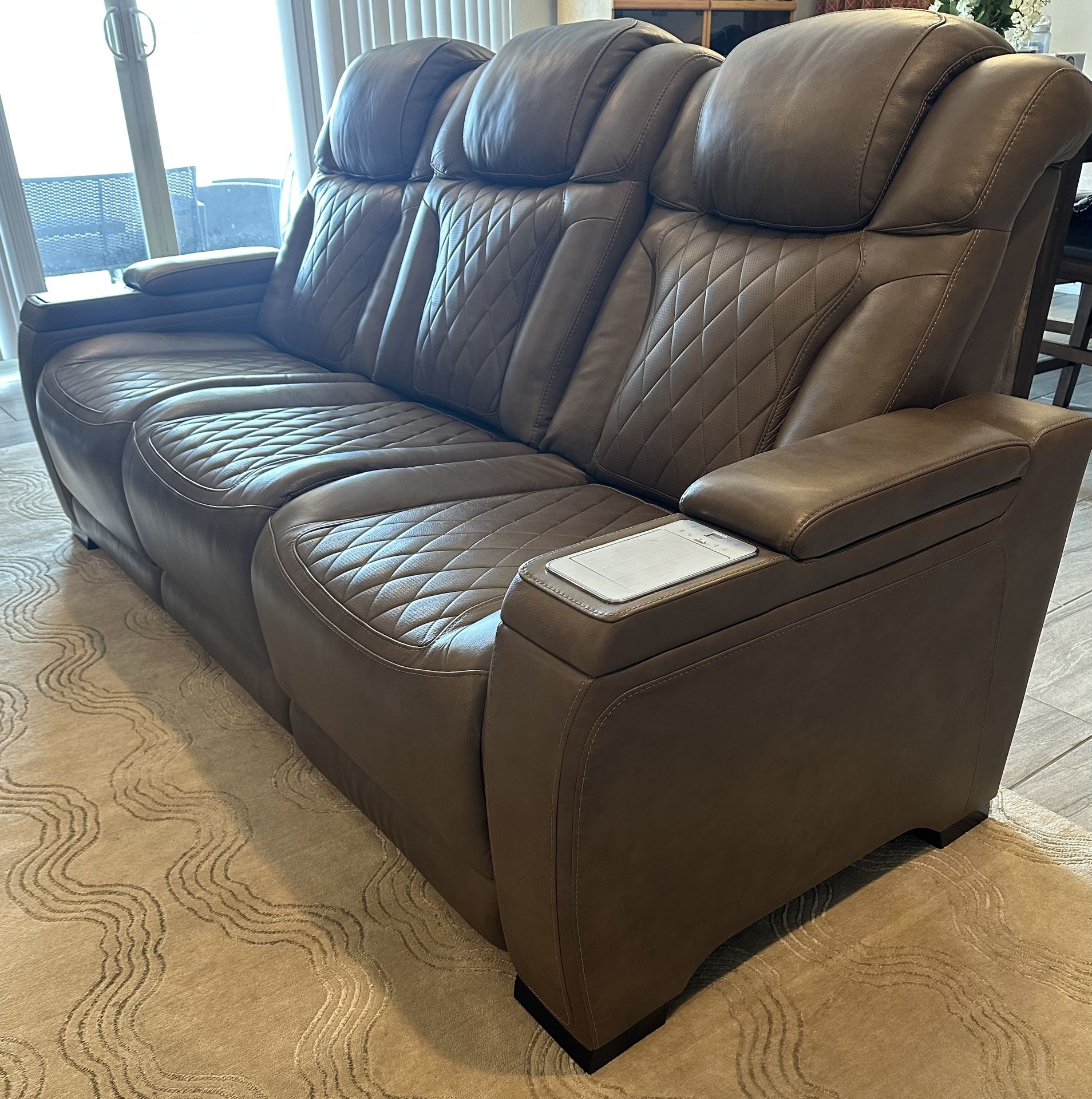 Strike first Triple Power Leather Reclining Sofa