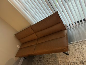 Mainstays Pillow Top 71.25" Futon, Camel Faux Leather