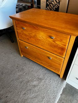 Oak 2-Drawer Filing Cabinet $65
