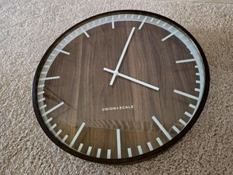 Union & Scale Essentials Wall Clock, Wood, 16"