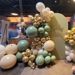 Baby Shower Balloon Garland, Clusters & 4 Easels, 5 Centerpieces - ALL FOR $70